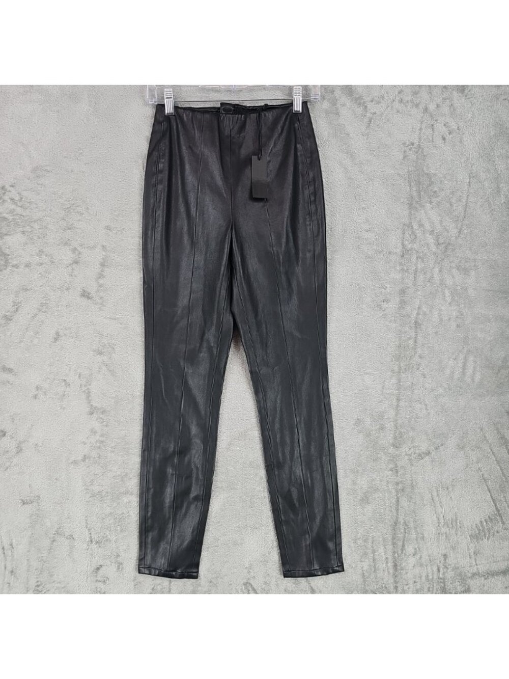 BLANKNYC Dress Pants Womens 26 Black Faux Leather Skinny Slim Zip Back